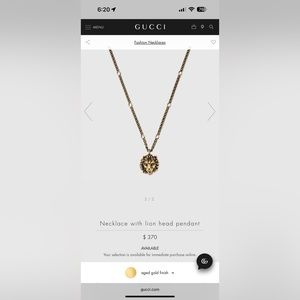 Gucci Necklace with Lion Head Pendant